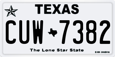 TX license plate CUW7382