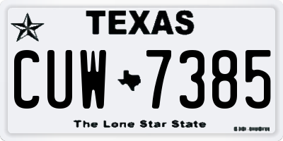 TX license plate CUW7385