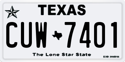 TX license plate CUW7401