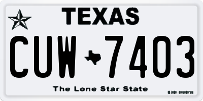 TX license plate CUW7403