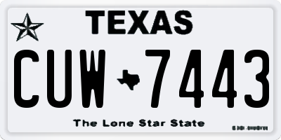 TX license plate CUW7443