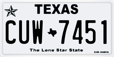 TX license plate CUW7451