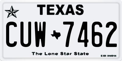 TX license plate CUW7462