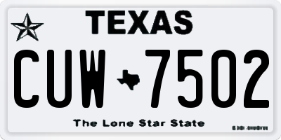 TX license plate CUW7502