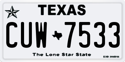 TX license plate CUW7533