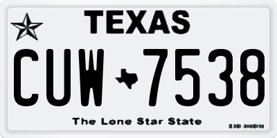 TX license plate CUW7538