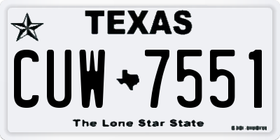 TX license plate CUW7551