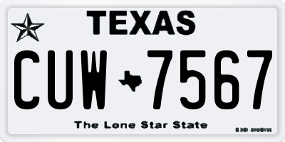 TX license plate CUW7567