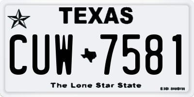 TX license plate CUW7581