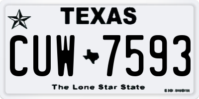 TX license plate CUW7593