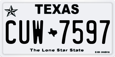 TX license plate CUW7597