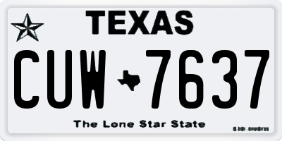 TX license plate CUW7637