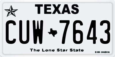 TX license plate CUW7643