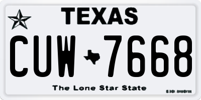 TX license plate CUW7668
