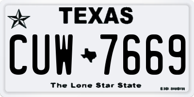 TX license plate CUW7669