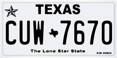 TX license plate CUW7670