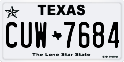 TX license plate CUW7684