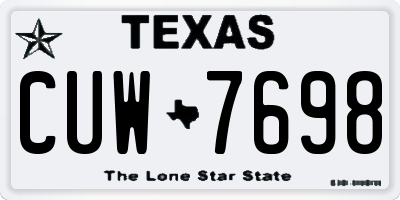 TX license plate CUW7698