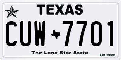 TX license plate CUW7701