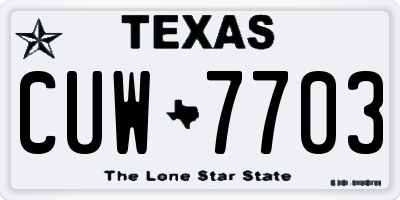 TX license plate CUW7703