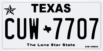 TX license plate CUW7707