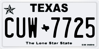 TX license plate CUW7725