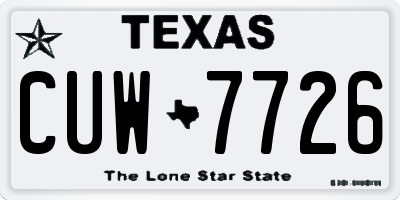 TX license plate CUW7726
