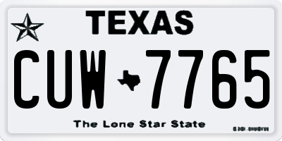 TX license plate CUW7765