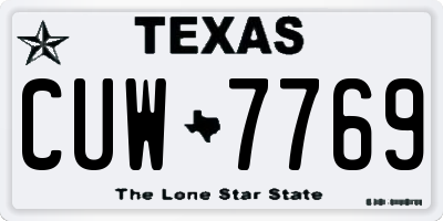 TX license plate CUW7769