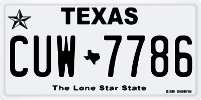TX license plate CUW7786