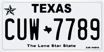 TX license plate CUW7789