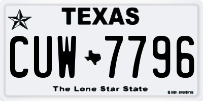 TX license plate CUW7796