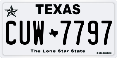 TX license plate CUW7797