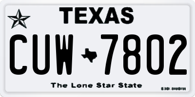 TX license plate CUW7802