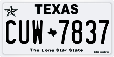 TX license plate CUW7837