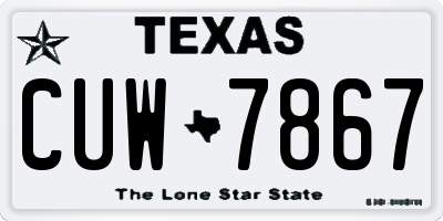 TX license plate CUW7867