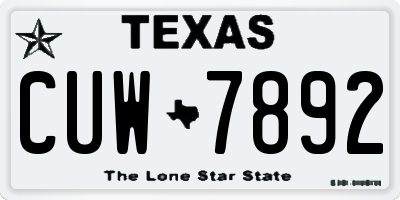 TX license plate CUW7892