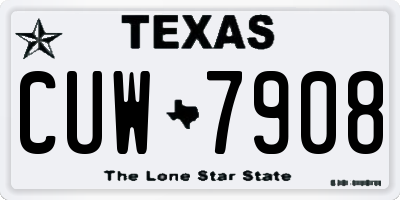 TX license plate CUW7908