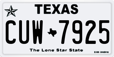 TX license plate CUW7925