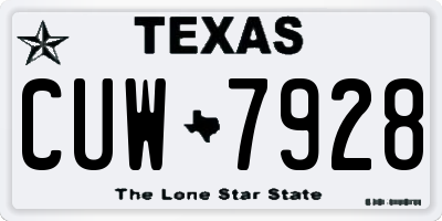 TX license plate CUW7928