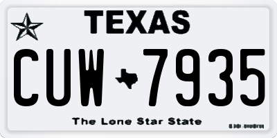 TX license plate CUW7935