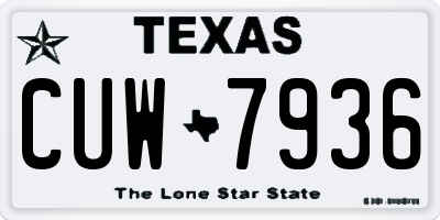 TX license plate CUW7936