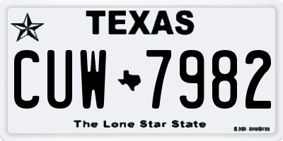 TX license plate CUW7982