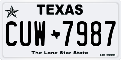 TX license plate CUW7987