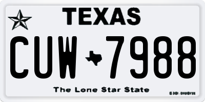TX license plate CUW7988