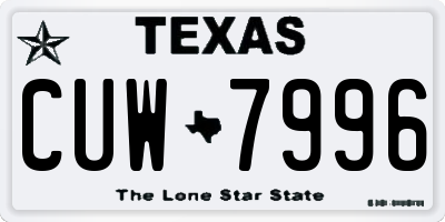 TX license plate CUW7996