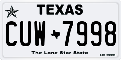 TX license plate CUW7998