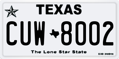 TX license plate CUW8002
