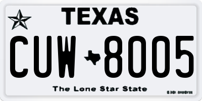 TX license plate CUW8005