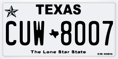 TX license plate CUW8007